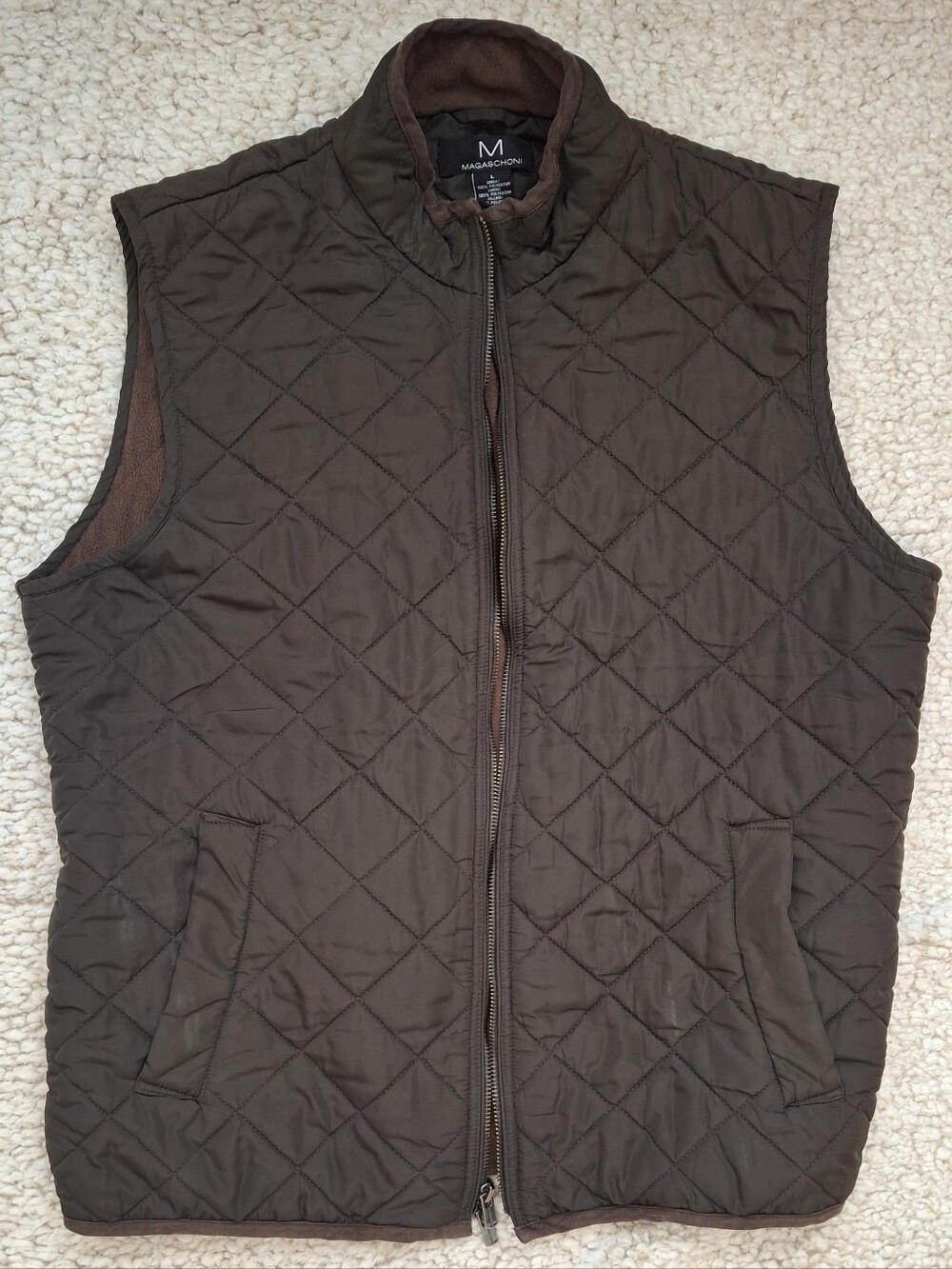 Magaschoni quilted fleece-lined vest size L dark green